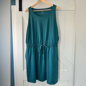 Teal Lou & Grey Sleeveless Sporty Dress with Drawstring Waist and Pockets - XL